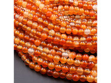 Natural Carnelian Orange-Red 6mm Smooth Round Bead Strand - AAA Grade