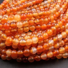 Natural Orange-Red Carnelian 8mm Round Bead Strand - AAA Grade
