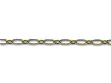 6.4x3mm Antique Brass-Plated Textured Oval Cable Chain (1 Foot)