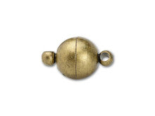 14x8mm Antique Brass-Plated Smooth Round Magnetic Clasp (1 Piece)