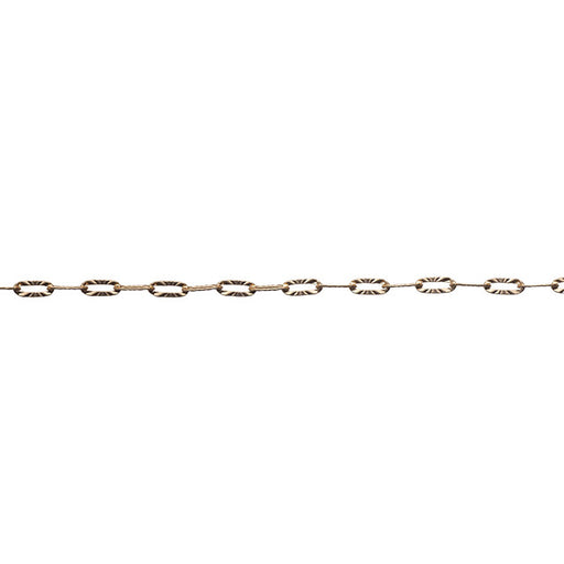 Satin Hamilton Gold Elongated Oval Cable Chain, 6x3mm Links, by the Foot
