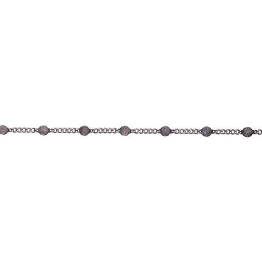 Antiqued Silver Satellite Curb Chain, 2.5mm Links with 2mm Flat Disc, by the Foot