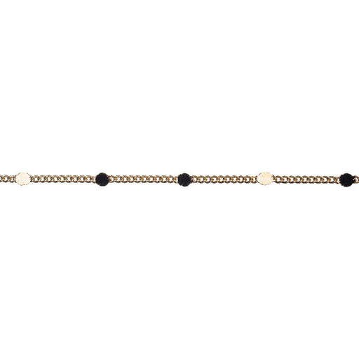 Gold Satellite Curb Chain, 2.5mm Links with 2mm Flat Disc, by the Foot