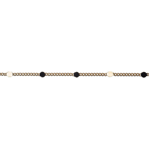 Satin Hamilton Gold Satellite Curb Chain, 2.5mm Links with 2mm Flat Disc, by the Foot