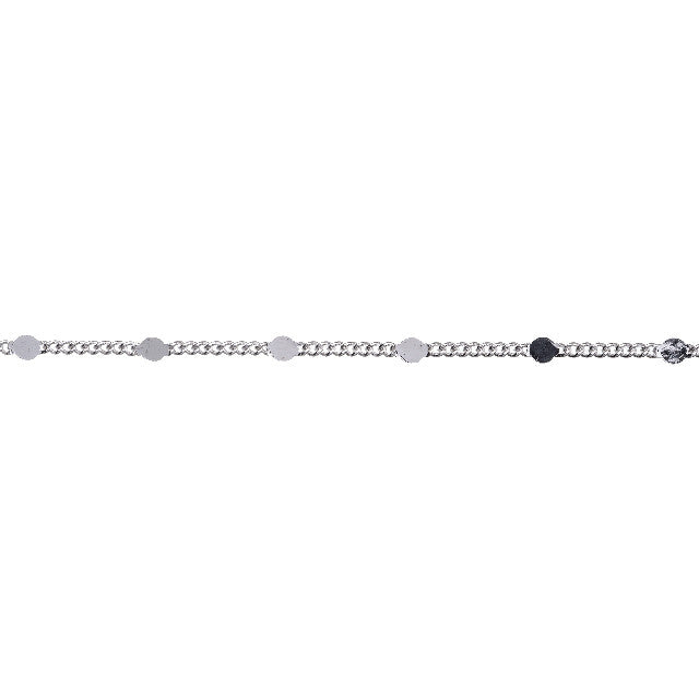 Silver Satellite Curb Chain, 2.5mm Links with 2mm Flat Disc, by the Foot