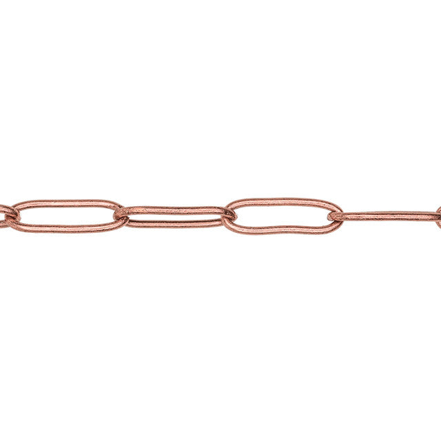 Antiqued Copper Paperclip Cable Chain, 19x6.5mm Links, by the Foot