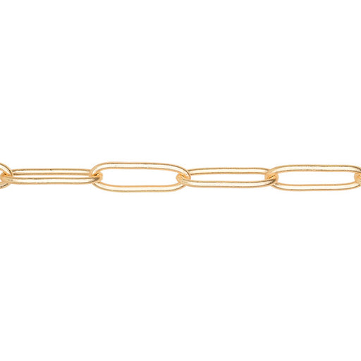 Satin Hamilton Gold Paperclip Cable Chain, 19x6.5mm Links, by the Foot