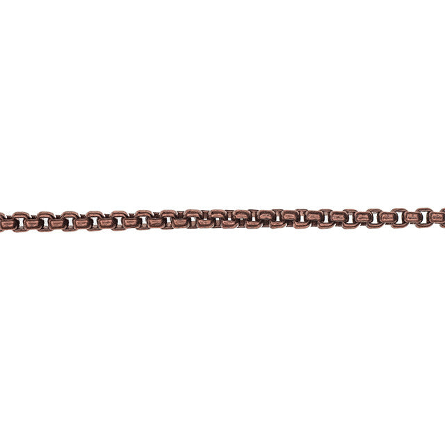 Antiqued Copper Round Box Chain, 3mm Links, by the Foot