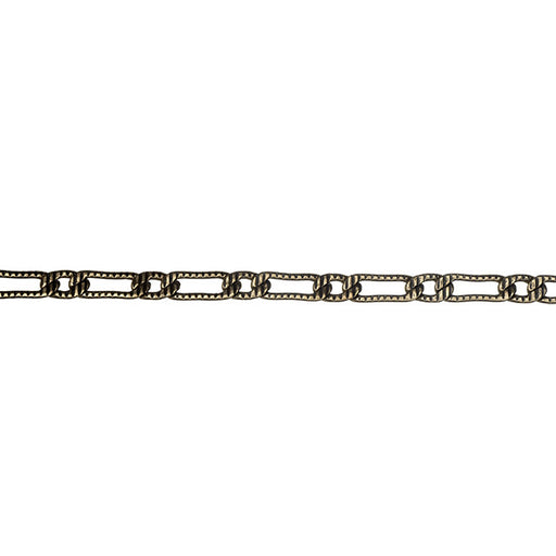 Antiqued Brass Textured Curb Chain, 8.5x3mm Links, by the Foot