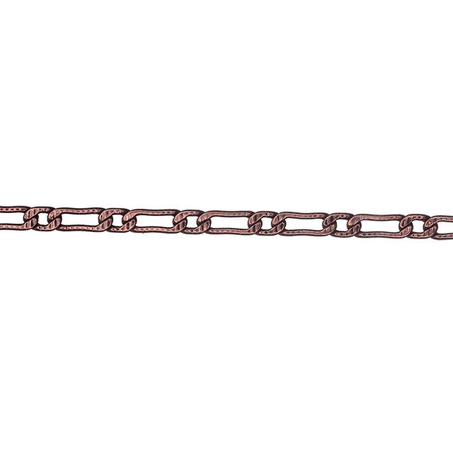 Antiqued Copper Textured Curb Chain, 8.5x3mm Links, by the Foot