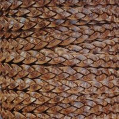 5mm Natural Brown Braided Flat Leather by the Inch