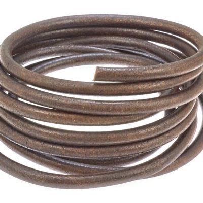 5mm Whiskey Round Leather Cord by the Foot