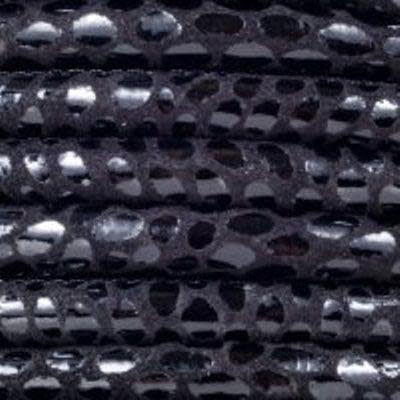 5mm Black Snake Printed Stitched Suede Round Leather Cord by the Inch