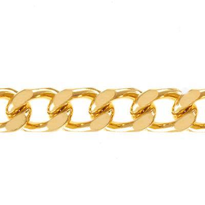 7mm Gold Plated Flat Curb Chain Link by the Foot