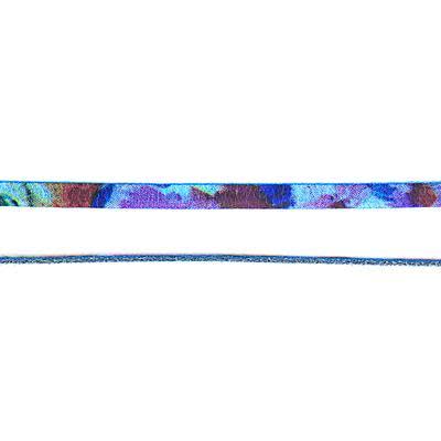 5mm Blue Floral  Water Color Flat Leather by the Inch