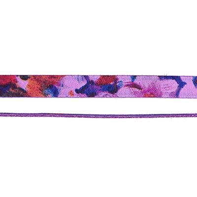 10mm Purple Floral Water Color Flat Leather by the Inch