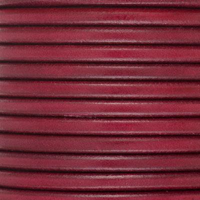 5mm Ruby Red Round Premier Italian Leather Cord by the Foot