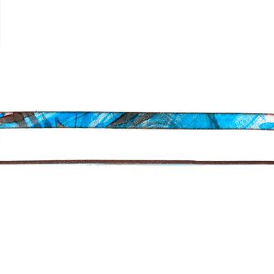 5mm Turquoise and Bronze Ornate Printed Flat Leather by the Inch