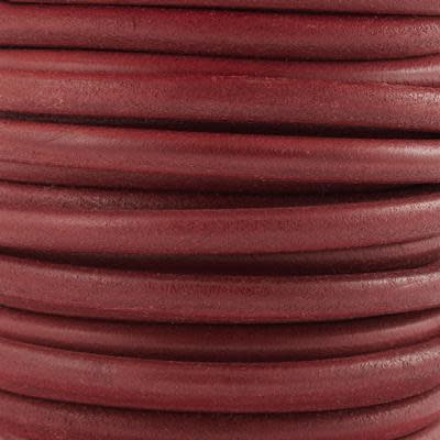 6mm Distressed Red Round Portuguese Leather Cord with Hole by the Foot