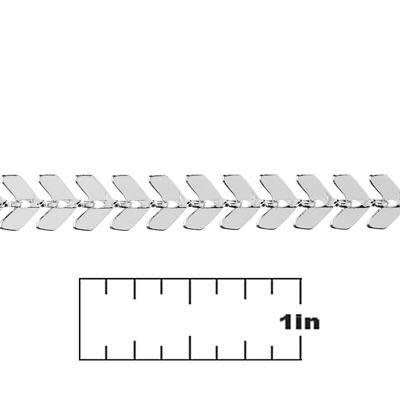 6.5mm Silver-Plated Brass Flat Chevron Link Chain by the Foot