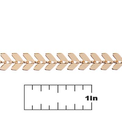6.5mm Gold-Plated Brass Flat Chevron Link Chain by the Foot
