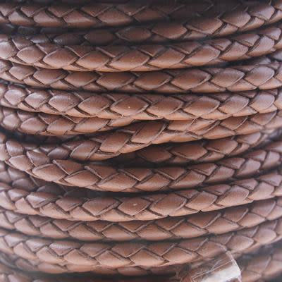 4mm Braided Saddle Round Leather Cord by the Inch