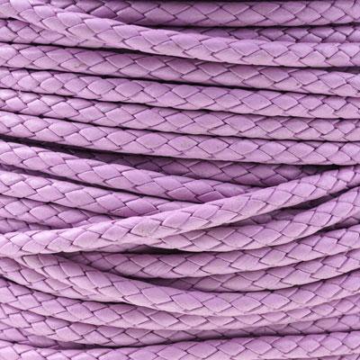 5mm Braided Lilac Purple Round Leather Cord (Inch) by the Inch