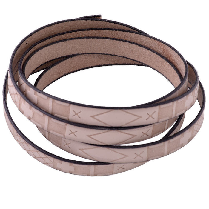 10mm Embossed South Western Leather - Beige by the Inch