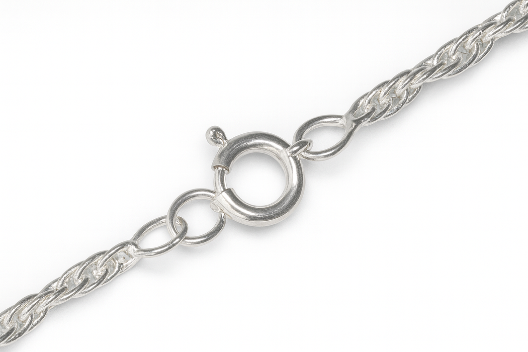 Finished Necklace Chain, Medium Rope Links, 20 Inches, Sterling Silver