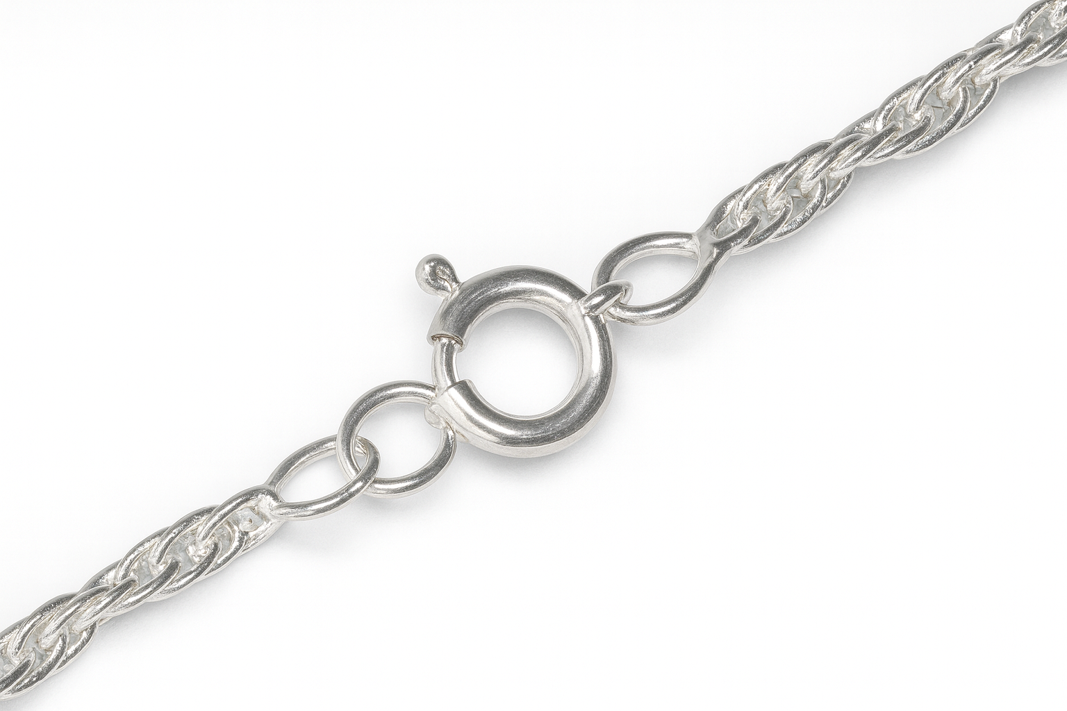 Finished Necklace Chain, Medium Rope Links, 20 Inches, Sterling Silver