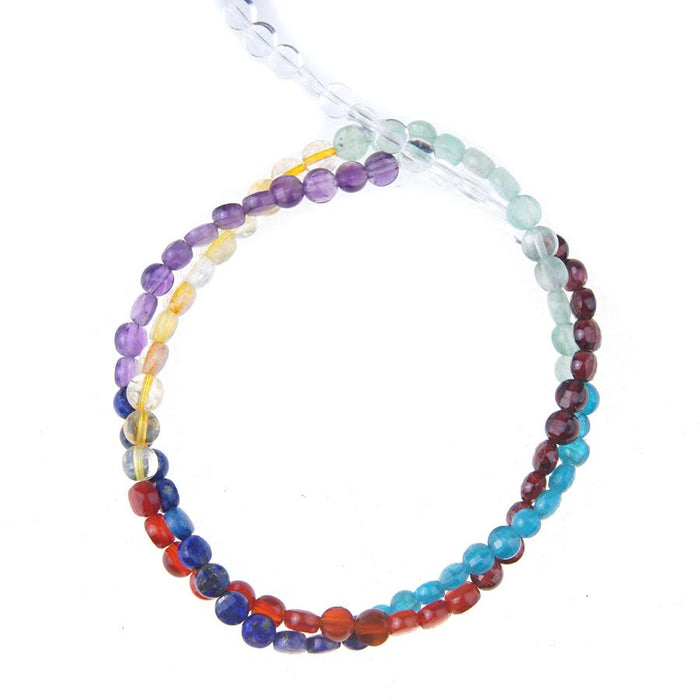 Chakra 4mm Faceted Coin Bead Strand 15-16 Inch