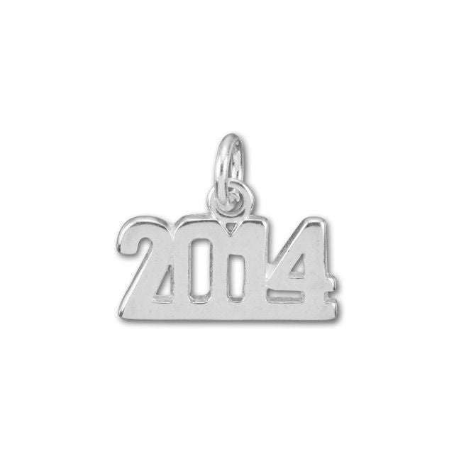 Charm, Year '2014' 14x9.5mm, Sterling Silver (1 Piece)
