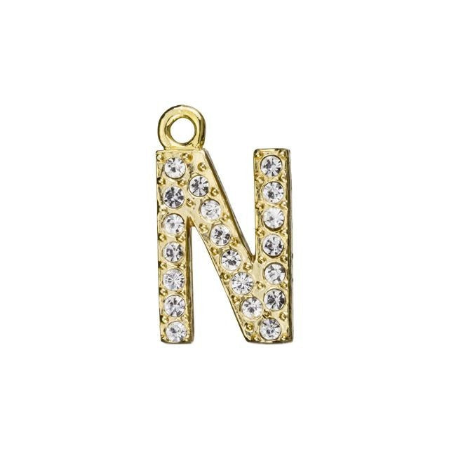 Alphabet Pendant, Letter 'N' 12.5mm, Gold Finish (1 Piece)