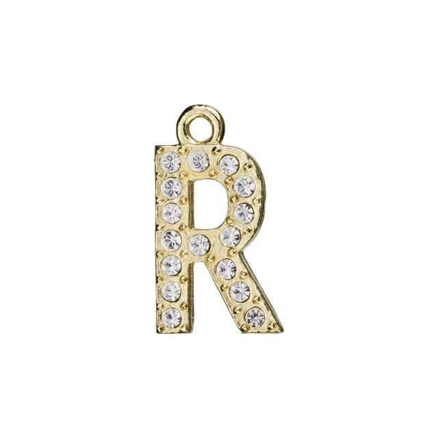 Alphabet Pendant, Letter 'R' 12.5mm, Gold Finish (1 Piece)