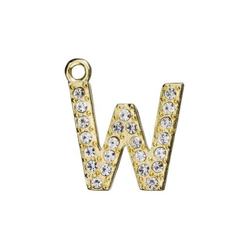 Alphabet Pendant, Letter 'W' 12.5mm, Gold Finish (1 Piece)