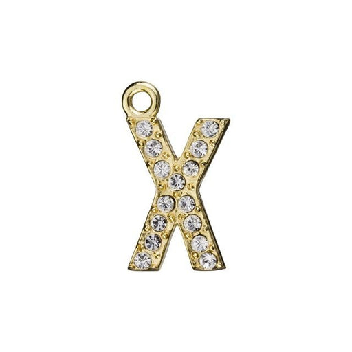 Alphabet Pendant, Letter 'X' 12.5mm, Gold Finish (1 Piece)