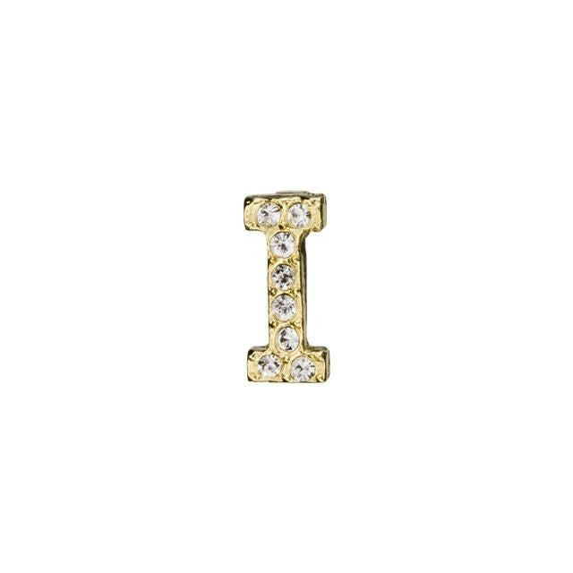 Alphabet Pendant, Letter 'I' with Tube Bail 7mm, Gold Finish (1 Piece)