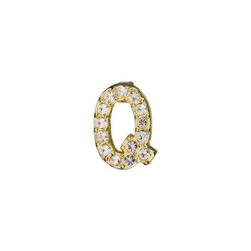 Alphabet Pendant, Letter 'Q' with Tube Bail 7mm, Gold Finish (1 Piece)