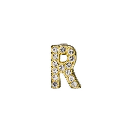 Alphabet Pendant, Letter 'R' with Tube Bail 7mm, Gold Finish (1 Piece)