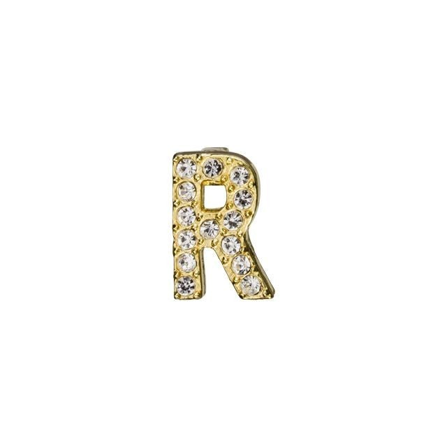 Alphabet Pendant, Letter 'R' with Tube Bail 7mm, Gold Finish (1 Piece)