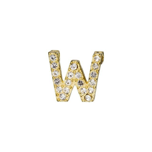 Alphabet Pendant, Letter 'W' with Tube Bail 7mm, Gold Finish (1 Piece)