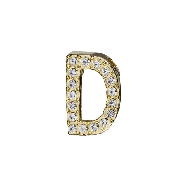 Alphabet Pendant, Letter 'D' with Tube Bail 12.5mm, Gold Finish (1 Piece)