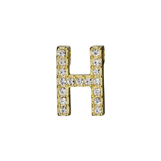 Alphabet Pendant, Letter 'H' with Tube Bail 12.5mm, Gold Finish (1 Piece)