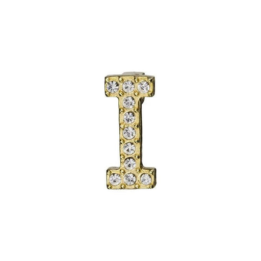 Alphabet Pendant, Letter 'I' with Tube Bail 12.5mm, Gold Finish (1 Piece)