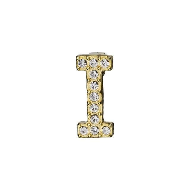 Alphabet Pendant, Letter 'I' with Tube Bail 12.5mm, Gold Finish (1 Piece)