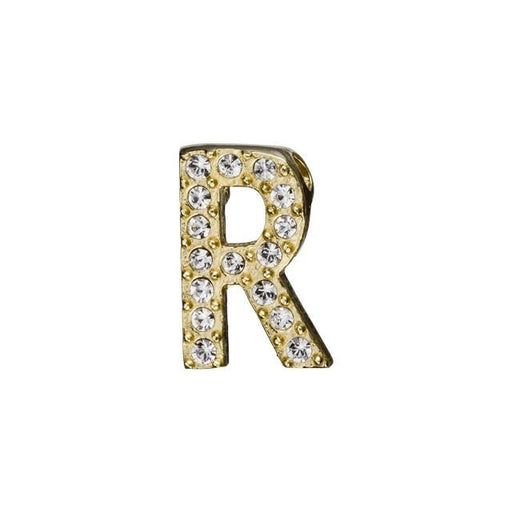 Alphabet Pendant, Letter 'R' with Tube Bail 12.5mm, Gold Finish (1 Piece)