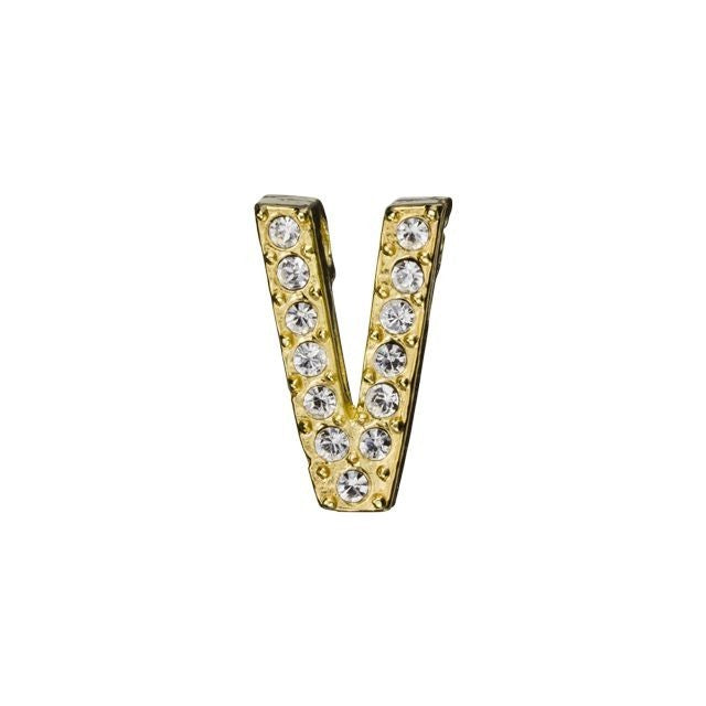 Alphabet Pendant, Letter 'V' with Tube Bail 12.5mm, Gold Finish (1 Piece)