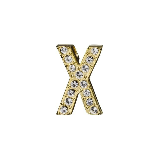 Alphabet Pendant, Letter 'X' with Tube Bail 12.5mm, Gold Finish (1 Piece)