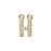 Alphabet Pendant, Letter 'H' with 2 Rings 7mm, Gold Finish (1 Piece)