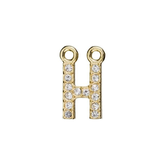 Alphabet Pendant, Letter 'H' with 2 Rings 7mm, Gold Finish (1 Piece)